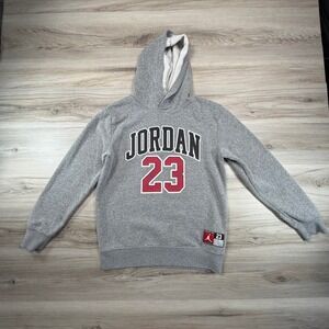 Kids Jordan 23 Grey Hoodie Pullover Sweatshirt Size LG 12-13 Years